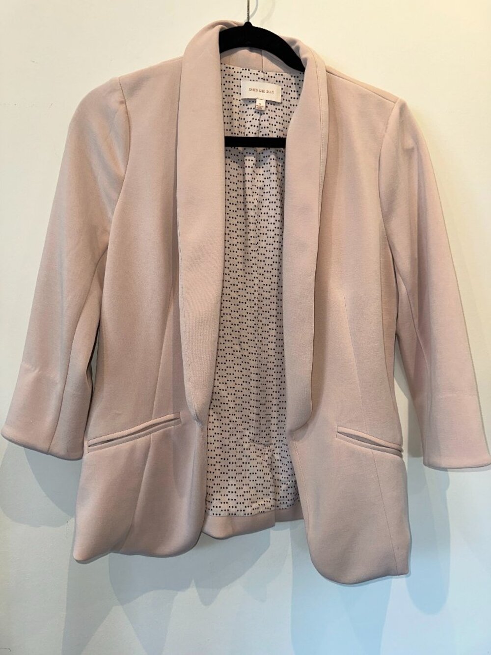 Skies Are Blue Pale Pink Open Front Blazer